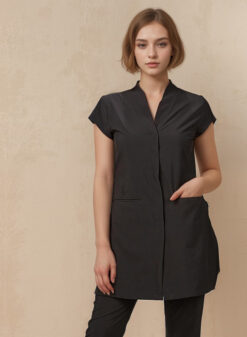 casaca de peluquería negra elegante